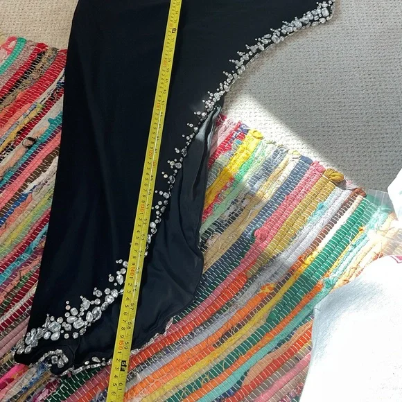 Mac Duggal Asymmetrical Side Slit Lace Up Rhinestone Embellished Gown Size 20W